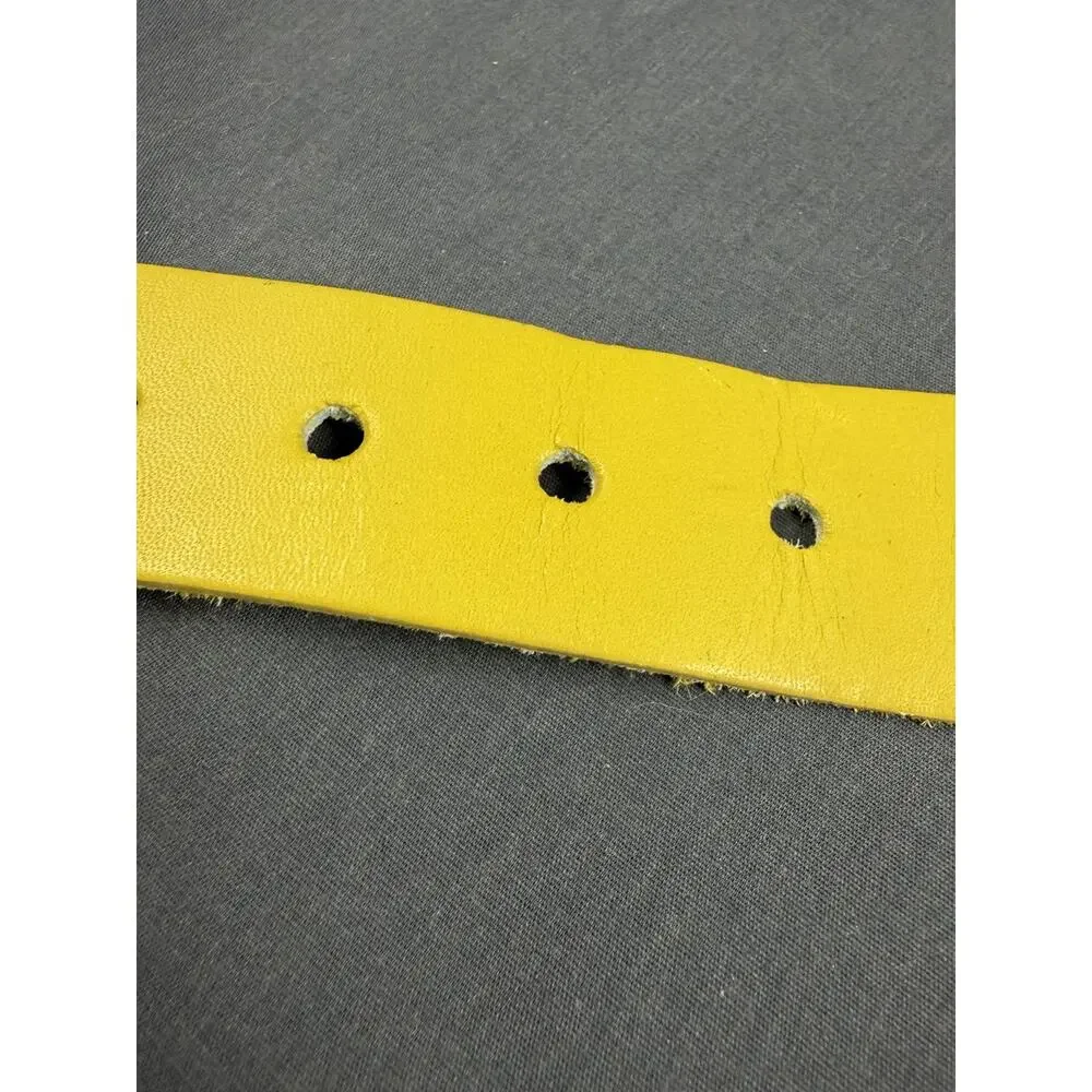 Vintage Omega Yellow Leather Statement Belt SizeML 4735